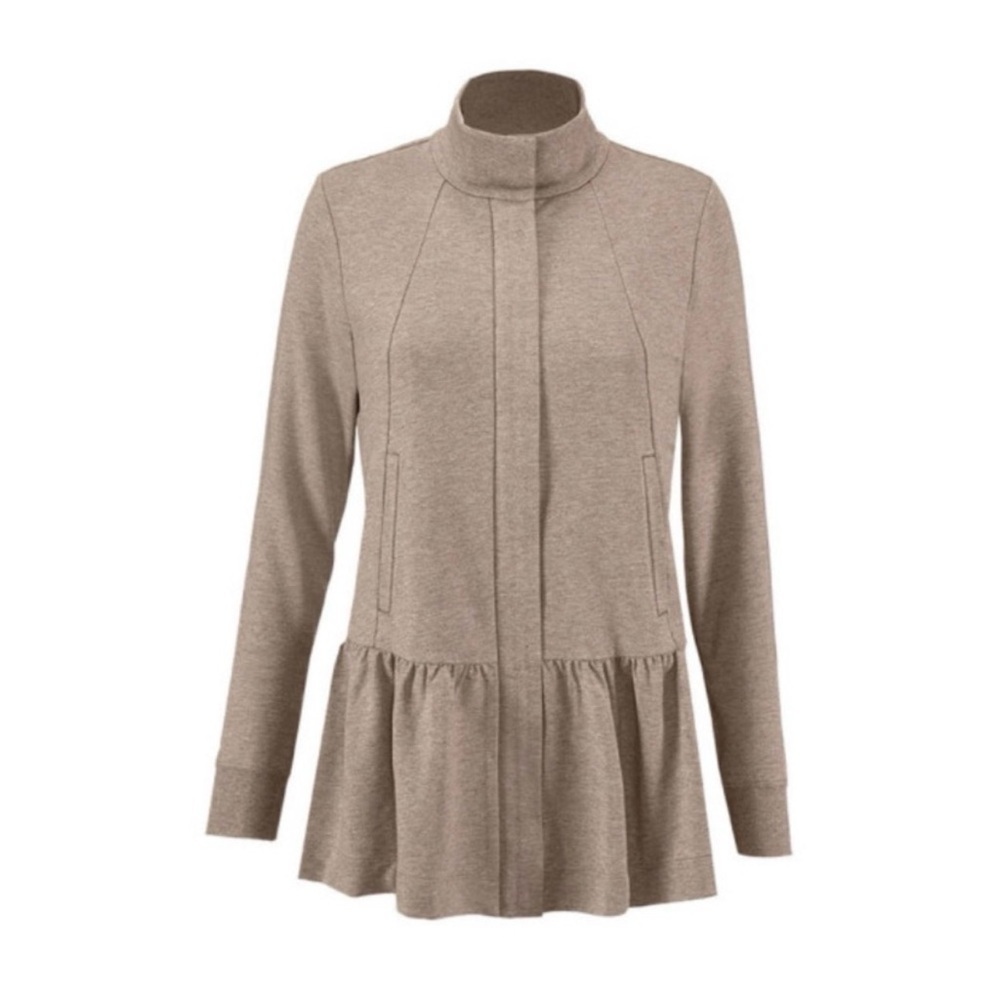 Cabi Weekend Topper Peplum Zip-Up Jacket French Terry Knit Size S EUC